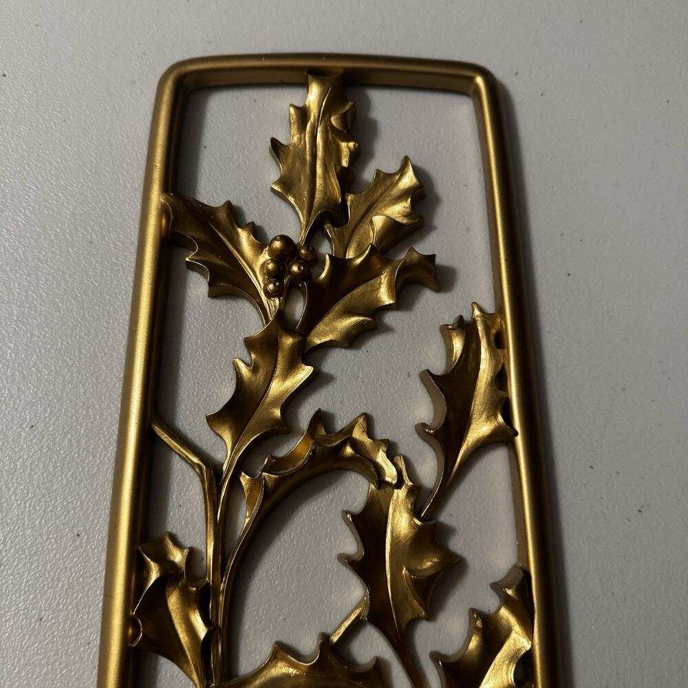 Vintage Christmas Dart Gold Holly Berries Wall Panel 1954 MCM Hollywood Regency - Picture 13 of 14